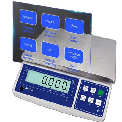 Escala de mesa de exibição LCD ABS 15KG personalizável com precisão e bateria de 6V/4000mAh