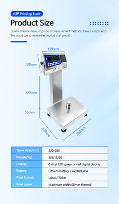 6kg Capacidade A8SP Impressão de pequena plataforma Escala Quadrada Barra Vertical 22cm*28cm Personalizavel