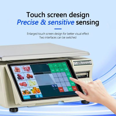 15 kg Tela de impressão de etiquetas com toque Escala de pesagem com ecrã LCD LED e tipo de porta 1*RS232