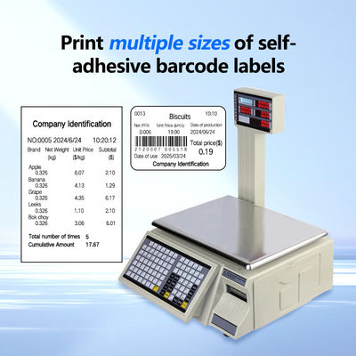SHW-TMC 15kg Tabela de códigos de barras de impressão Balança com placa de plástico ABS / aço inoxidável