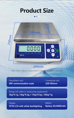 Balança eletrónica multifuncional de mesa de 15 kg de capacidade com ecrã LCD e suporte OBM
