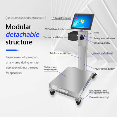 Metais Balança industrial com 15 polegadas touch screen mesa giratória e rodas