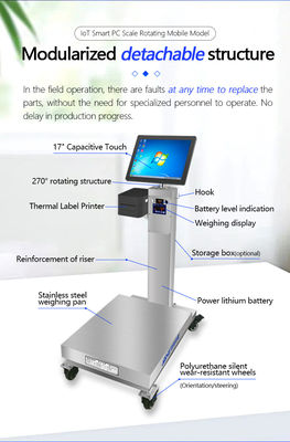 Escala de plataforma industrial de 60cm por 80cm com tela sensível ao toque Android rotativa de 15&quot;