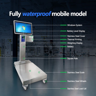 Suporte de personalização de OBM Escala industrial móvel de aço inoxidável com capacidade de 800 kg