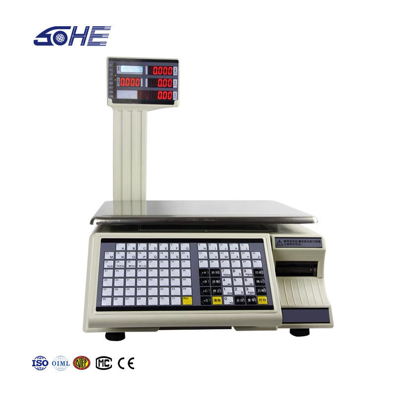 SHW-TMC 15kg Tabela de códigos de barras de impressão Balança com placa de plástico ABS / aço inoxidável