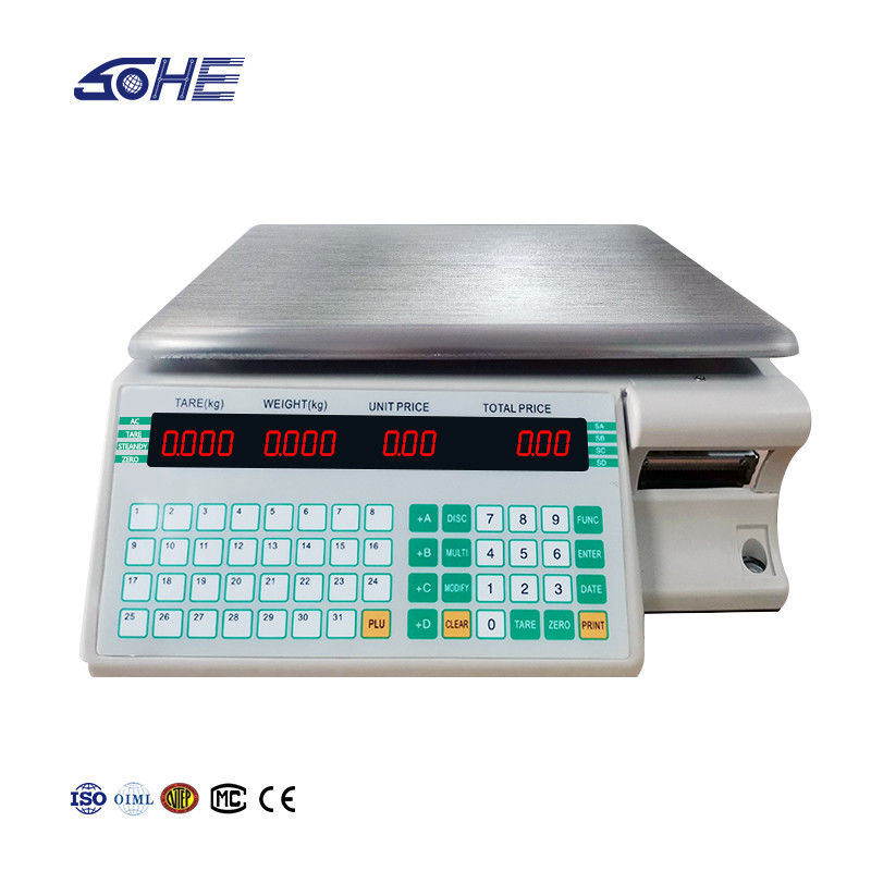 Tabela de códigos de barras avançada SHV-TMA Balança de 30 kg com placa de plástico ABS / aço inoxidável